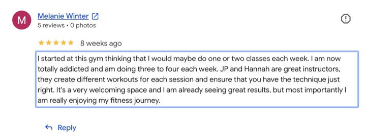 Unity Fitness member review 4